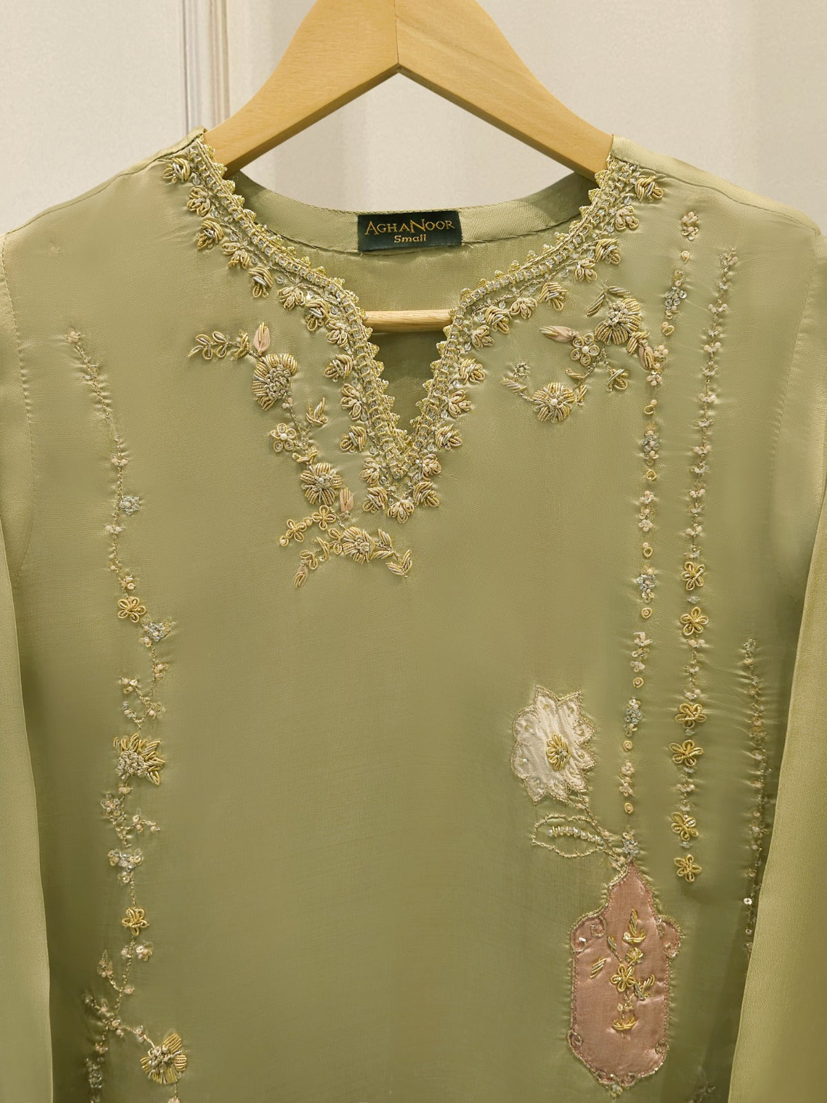 2 Piece- Pure Sheesha Silk Embroidered Suit S114813 Secondary image