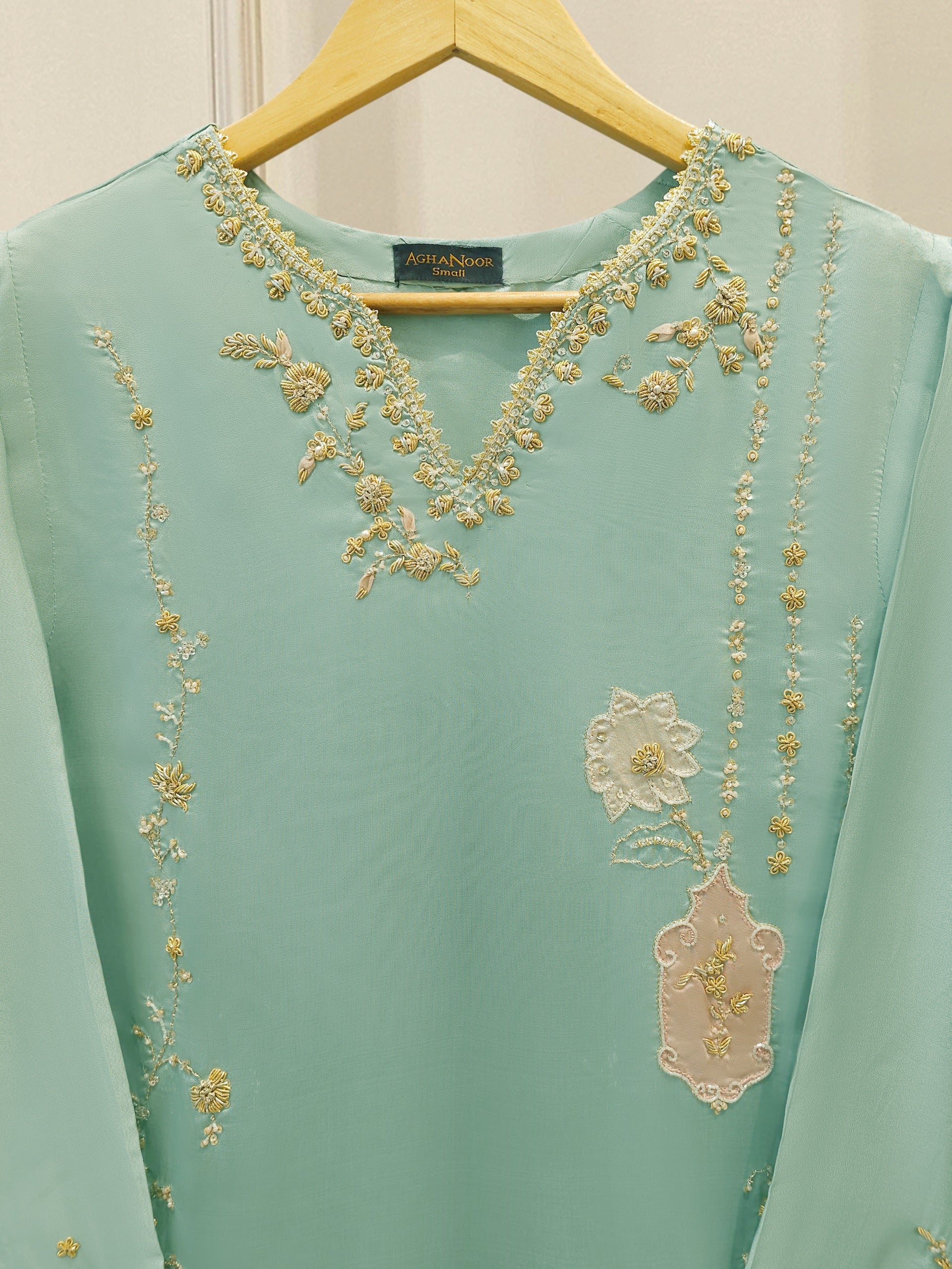 2 Piece- Pure Sheesha Silk Embroidered Suit S114815 Secondary image