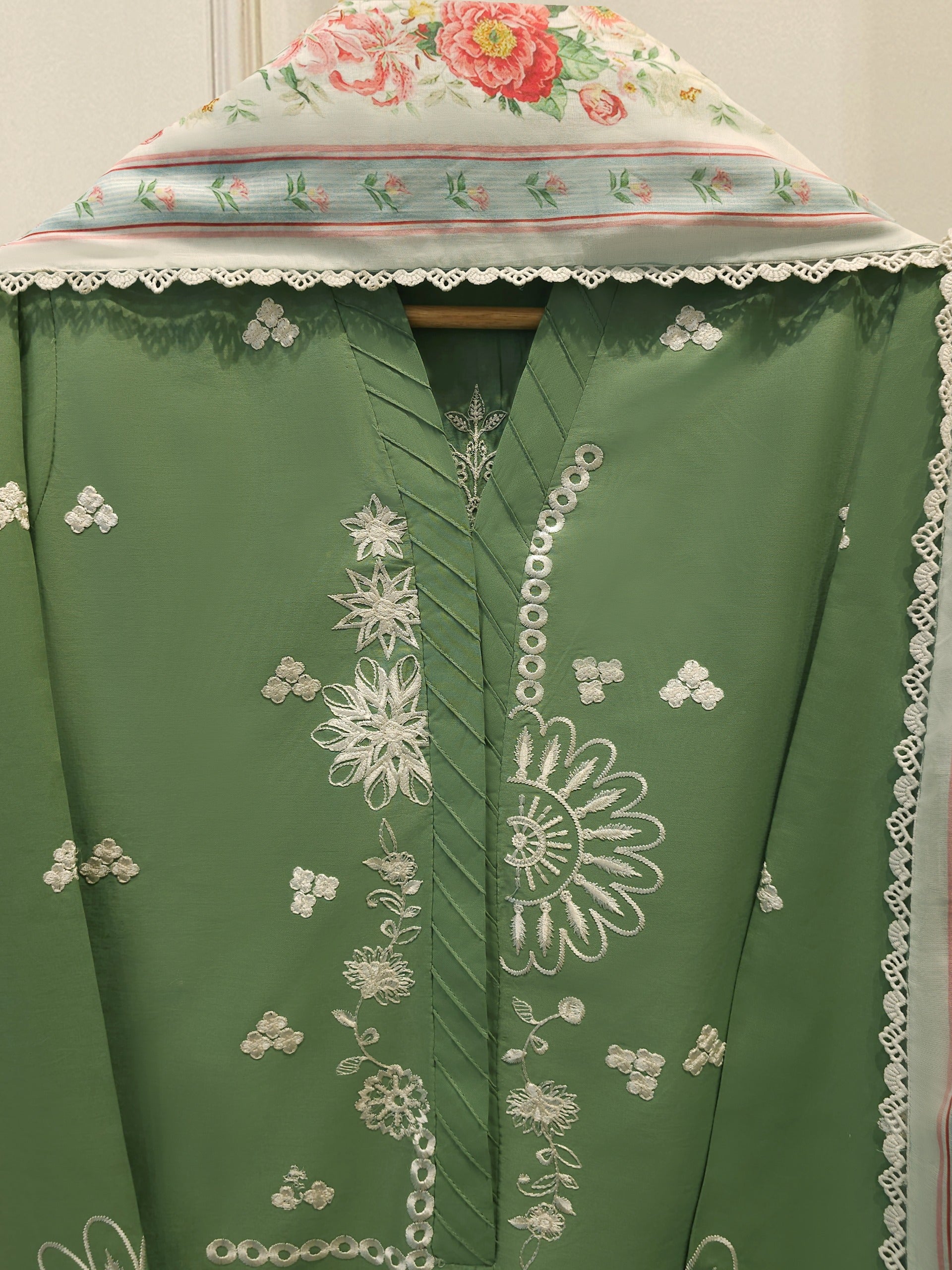 2 Piece - Embroidered Cambric Suit S114853 Secondary image