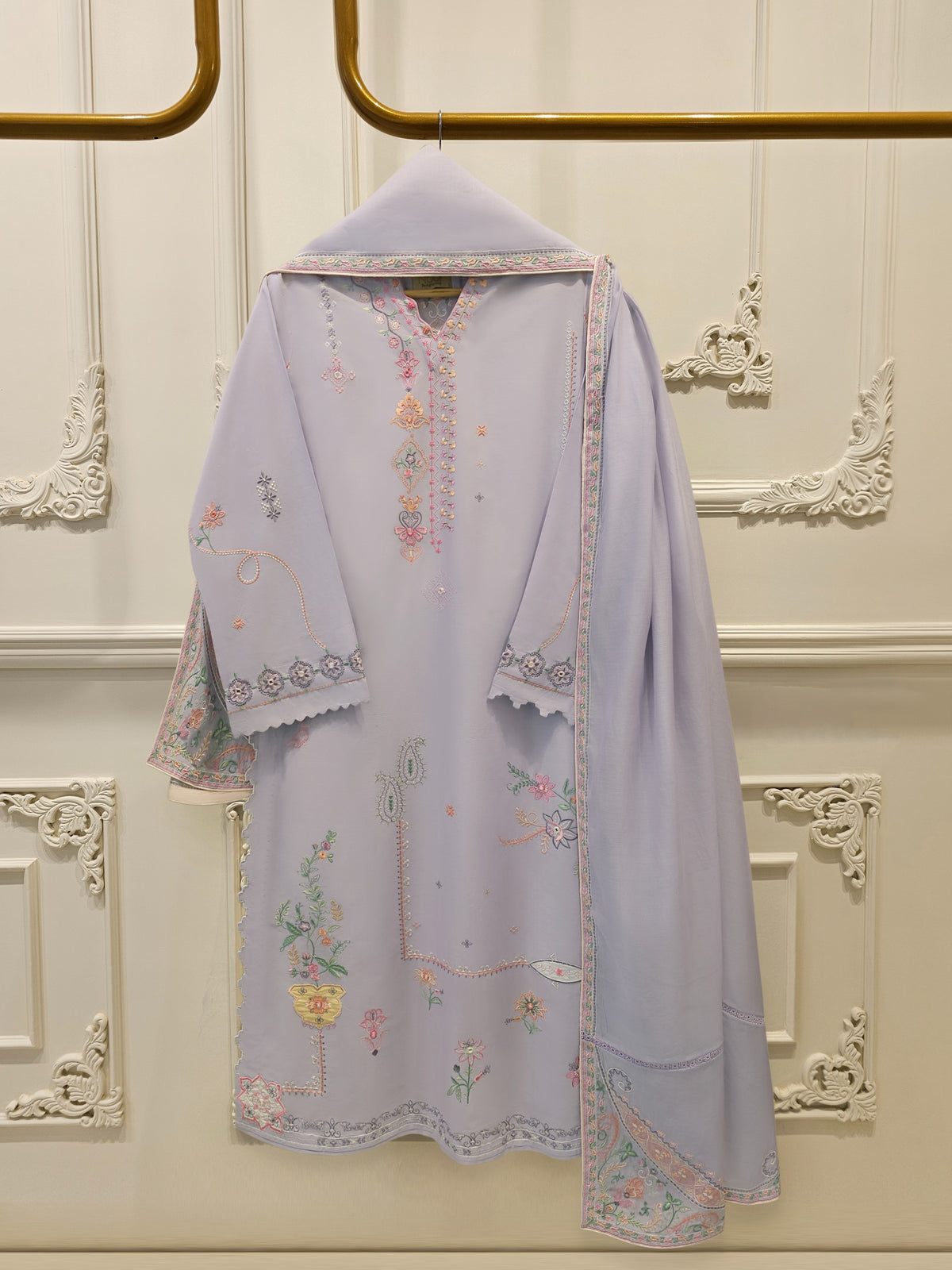 2 Piece - Embroidered Cambric Suit WS00342 Main image
