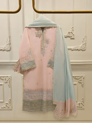 3 Piece - Embroidered Kora  Cotton Suit WS00341