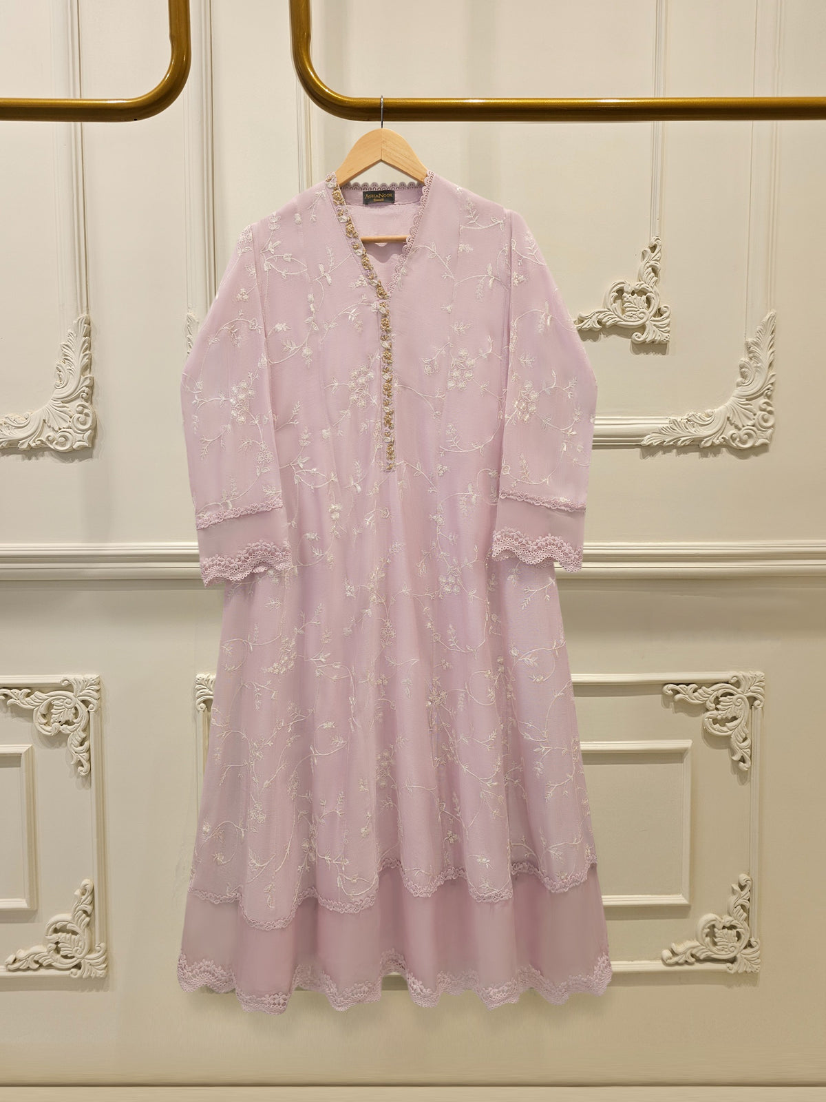 2 Piece - Pure Embroidered Cotton Net Suit S114827 Main image