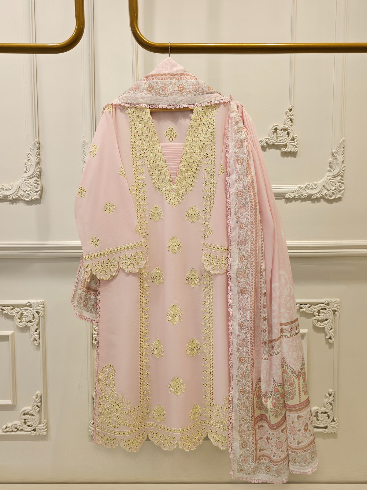 3 Piece - Embroidered Cambric Suit S114884 Main image