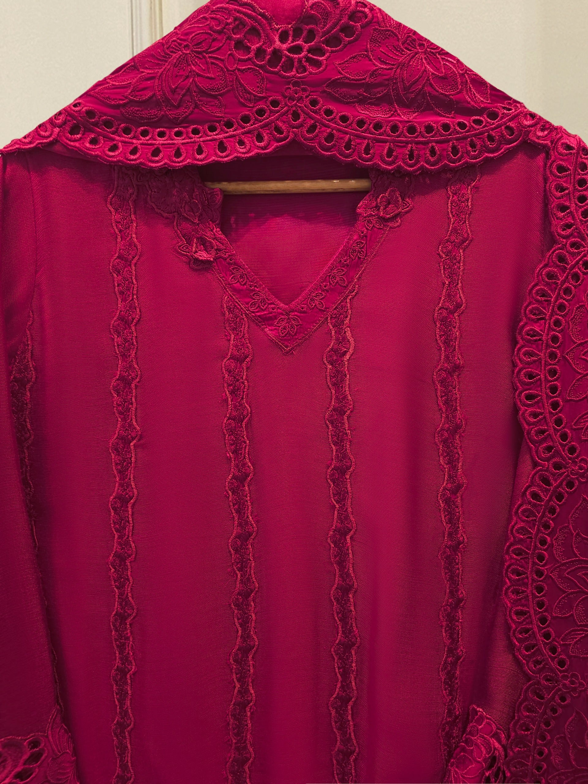 2 Piece - Pure Embroidered Cotton Net Suit S114960 Secondary image
