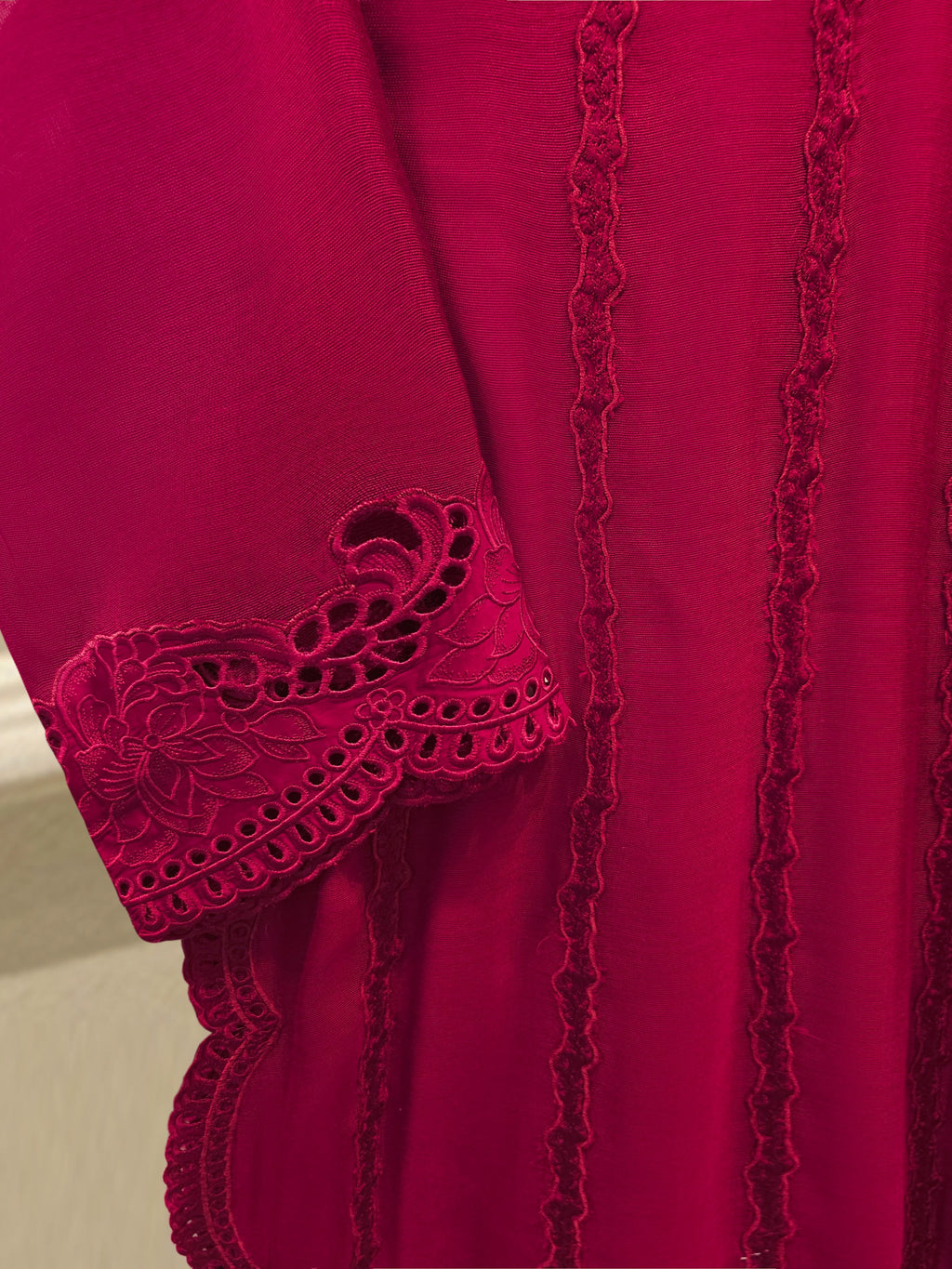 3 Piece - Pure Embroidered Cotton Net Suit S114875