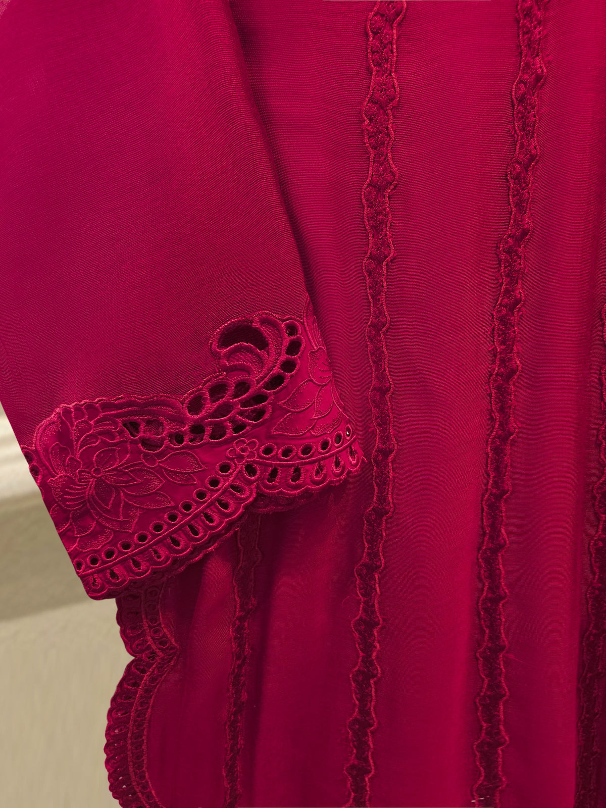 3 Piece - Pure Embroidered Cotton Net Suit S114875