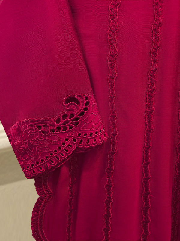 3 Piece - Pure Embroidered Cotton Net Suit S114875