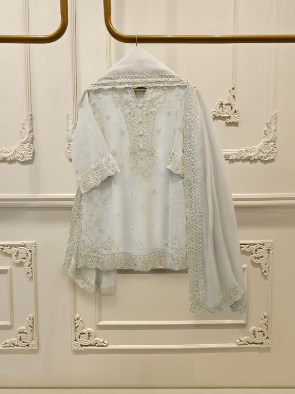 3 Piece - Pure Embroidered Cotton Net Suit S114931