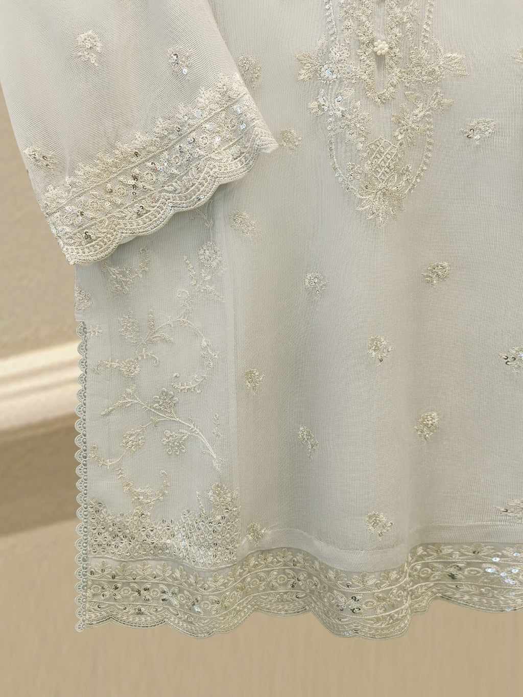 3 Piece - Pure Embroidered Cotton Net Suit S114931