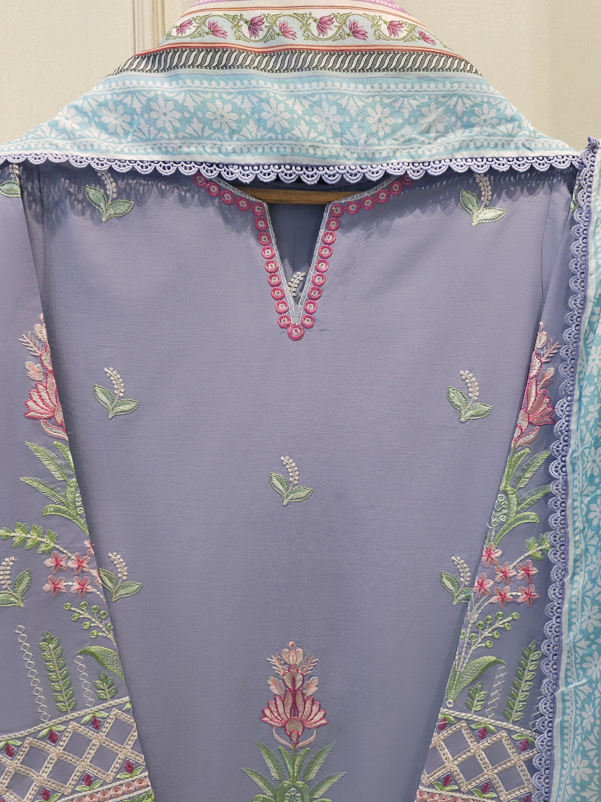 2 Piece - Embroidered Cambric Suit S114937 Secondary image