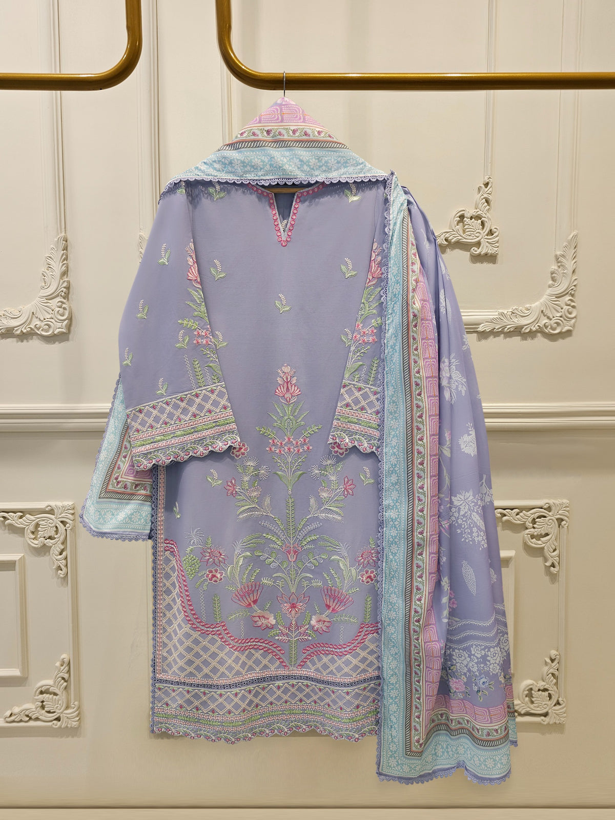 2 Piece - Embroidered Cambric Suit S114937 Main image