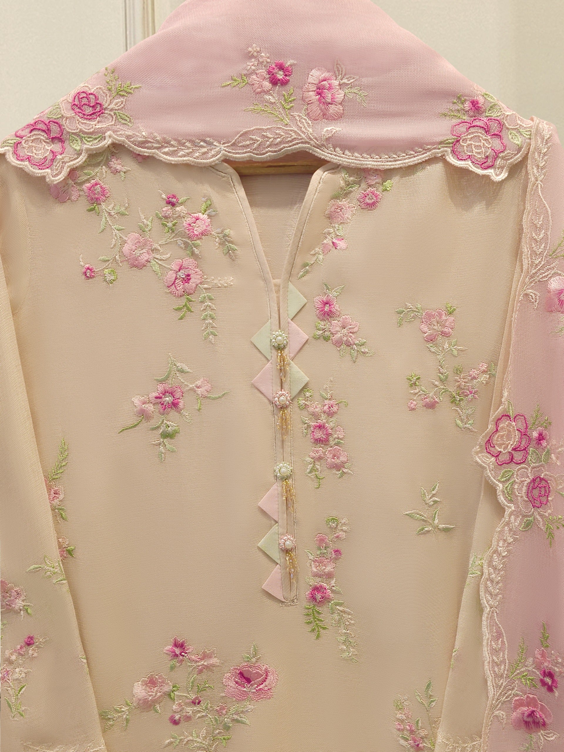(Unstitched) 3 Piece - Pure Embroidered Cotton Net Suit S114932 Secondary image
