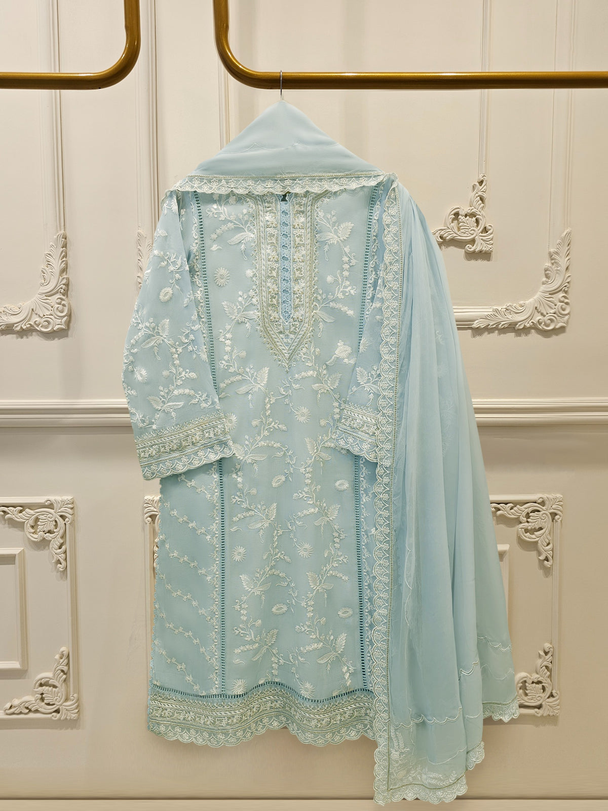 3 Piece - Pure Embroidered Cotton Net Suit S114322 Main image