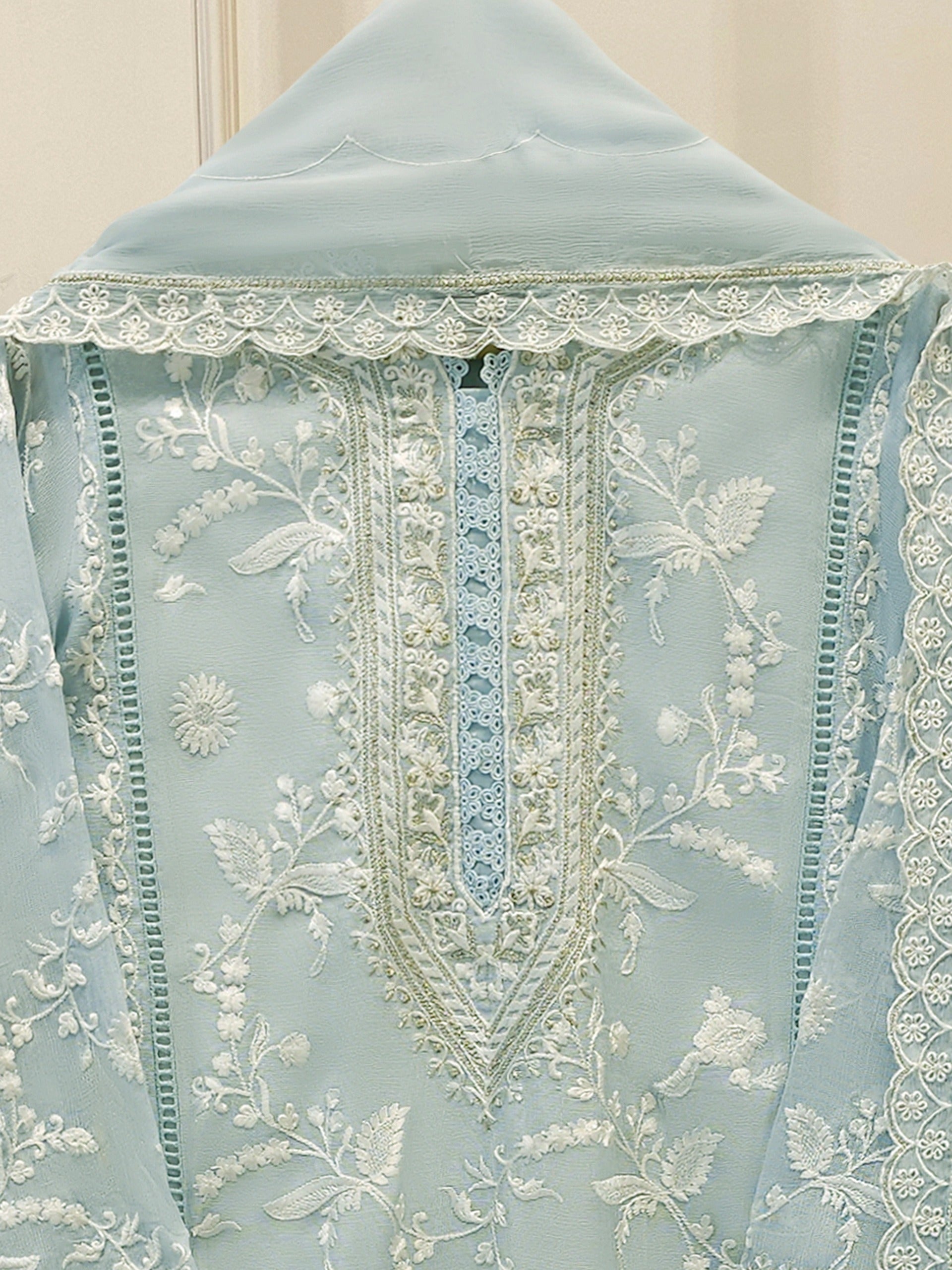 3 Piece - Pure Embroidered Cotton Net Suit S114322 Secondary image
