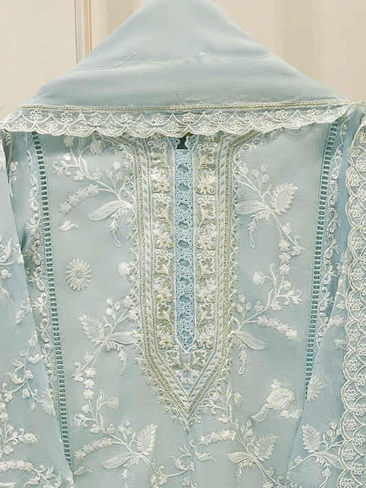 3 Piece - Pure Embroidered Cotton Net Suit S114322