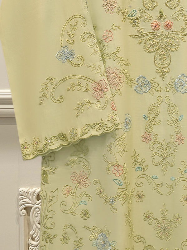 2 Piece - Pure Khaddi Silk Embroidered  Suit S114260