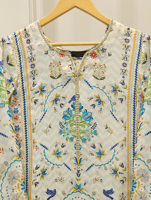 Pure Embroidered Charmeuse Silk Shirt S114965