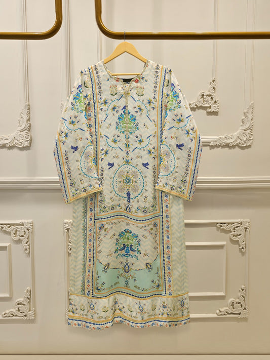 Pure Embroidered Charmeuse Silk Shirt S114965