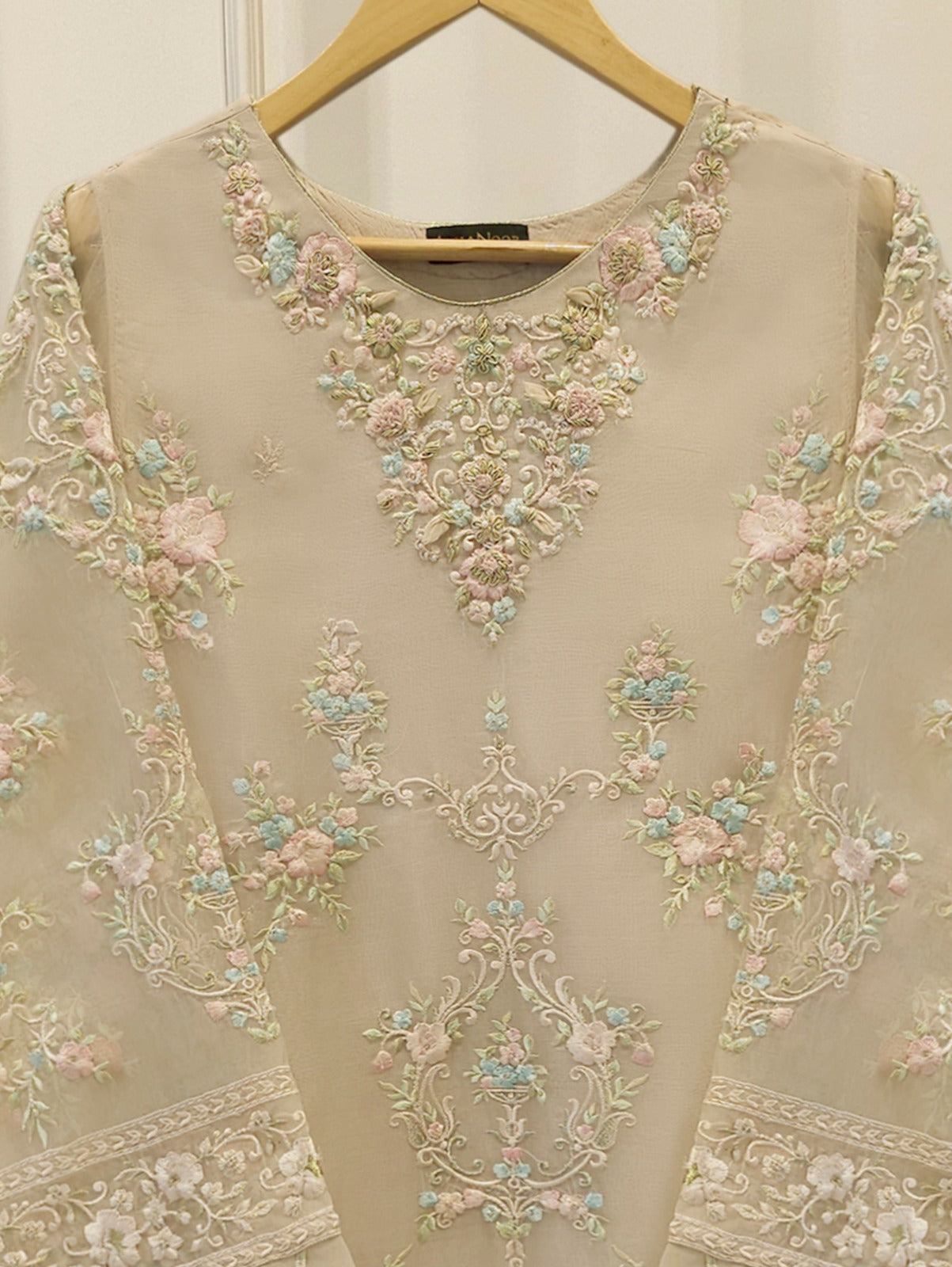 2 Piece - Pure Organza Embroidered Suit S114961 Secondary image
