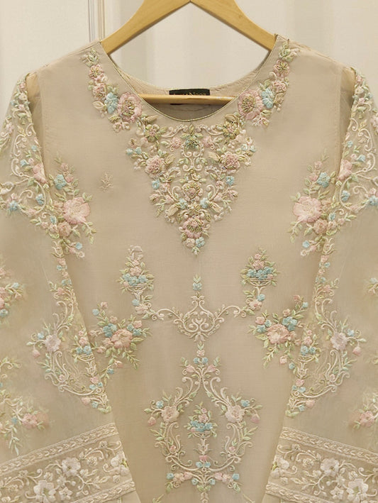 2 Piece - Pure Organza Embroidered Suit S114961