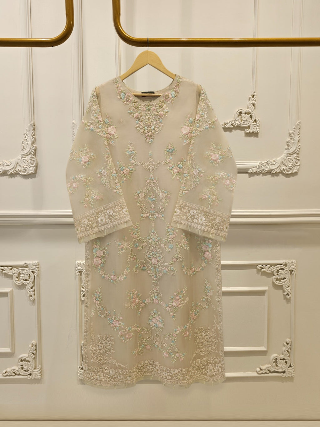 2 Piece - Pure Organza Embroidered Suit S114961