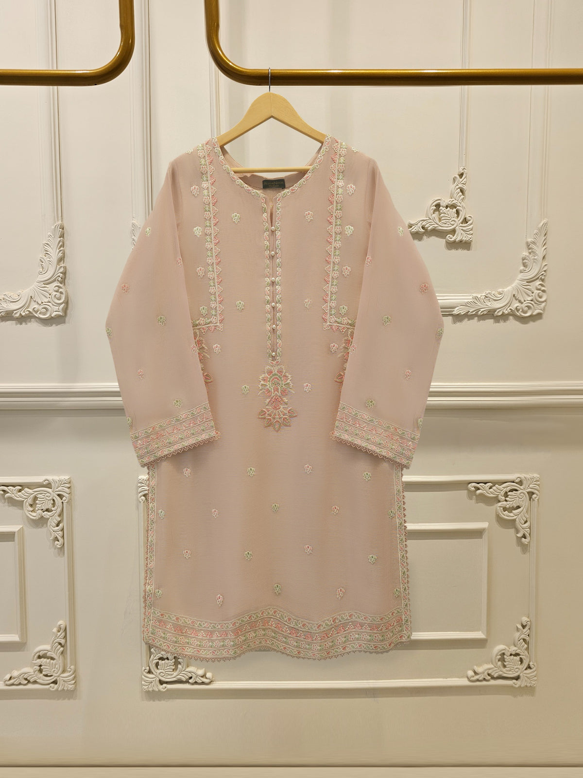 Pure Embroidered Cotton Net Shirt-S114973