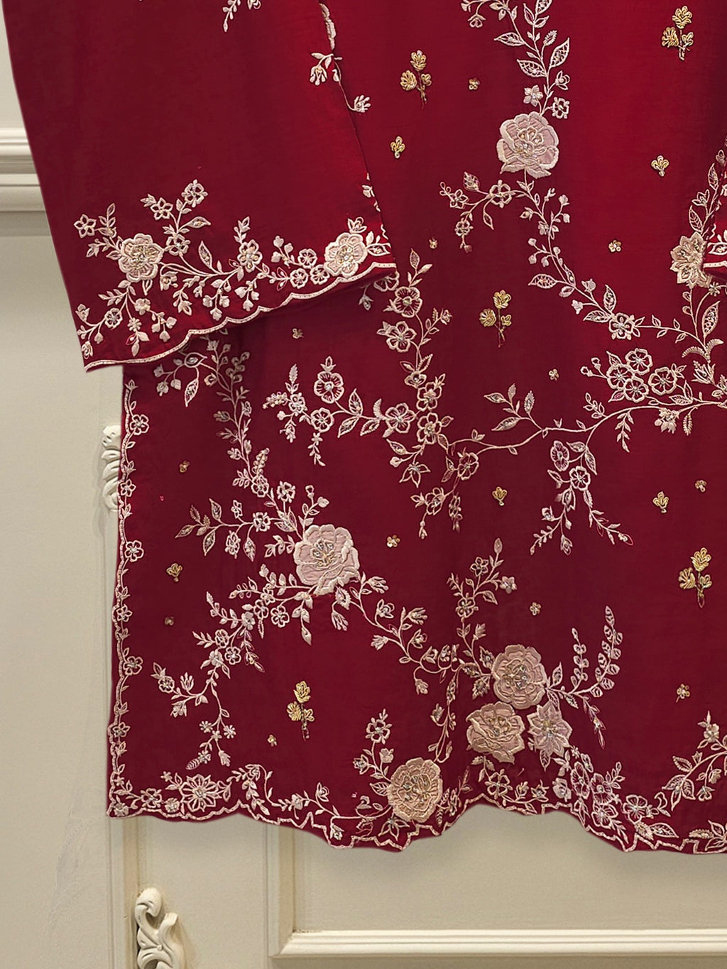Pure Khadi Silk Embroidered Shirt S113435