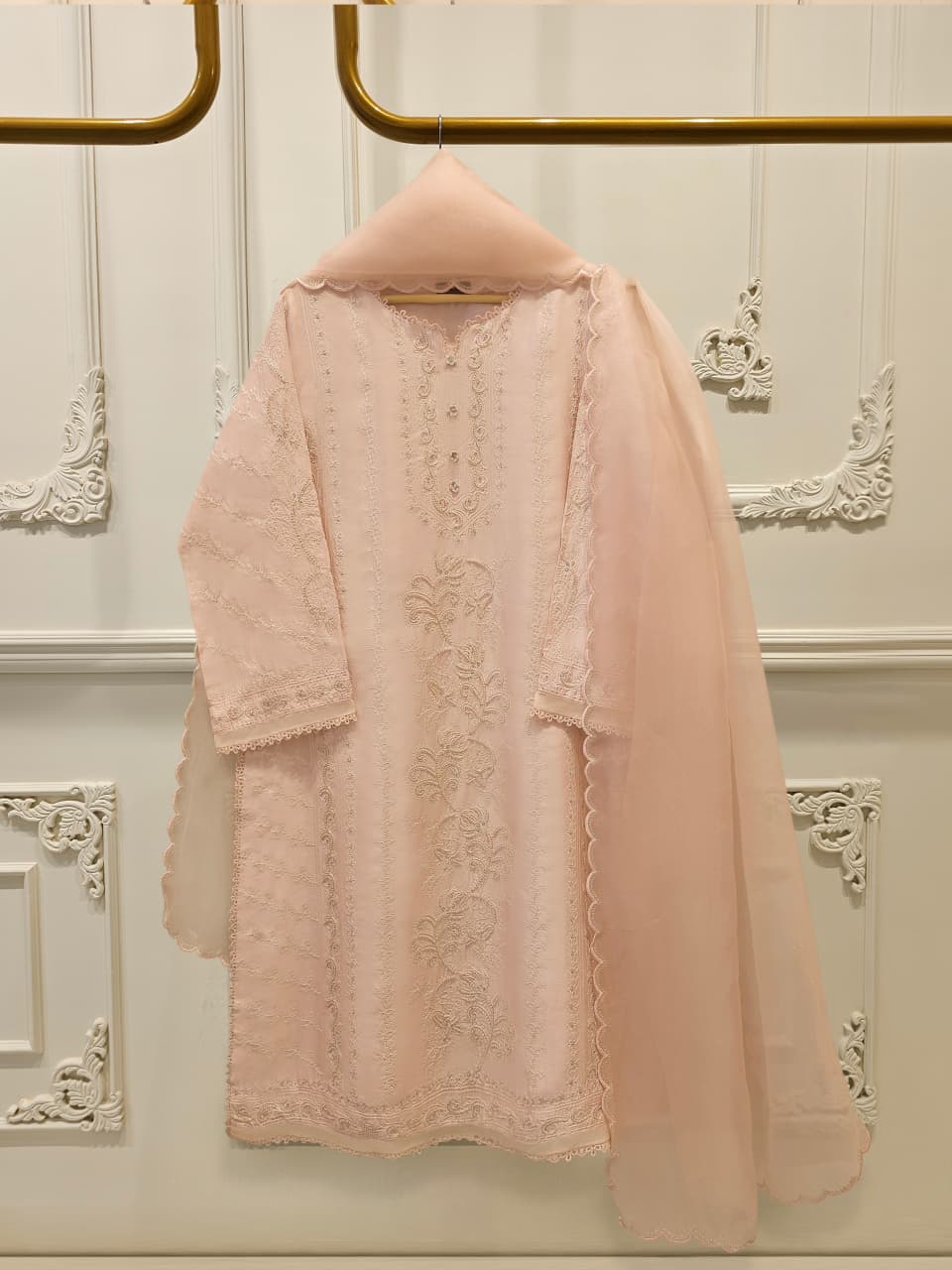 3 Piece- Pure  Sheesha Silk Embroidered Suit S115122 Main image