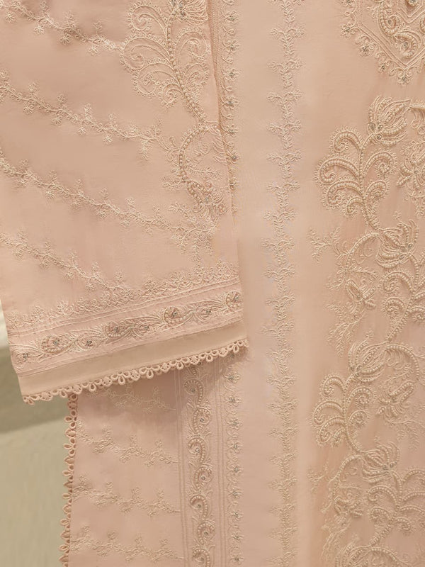 3 Piece- Pure  Sheesha Silk Embroidered Suit S115122