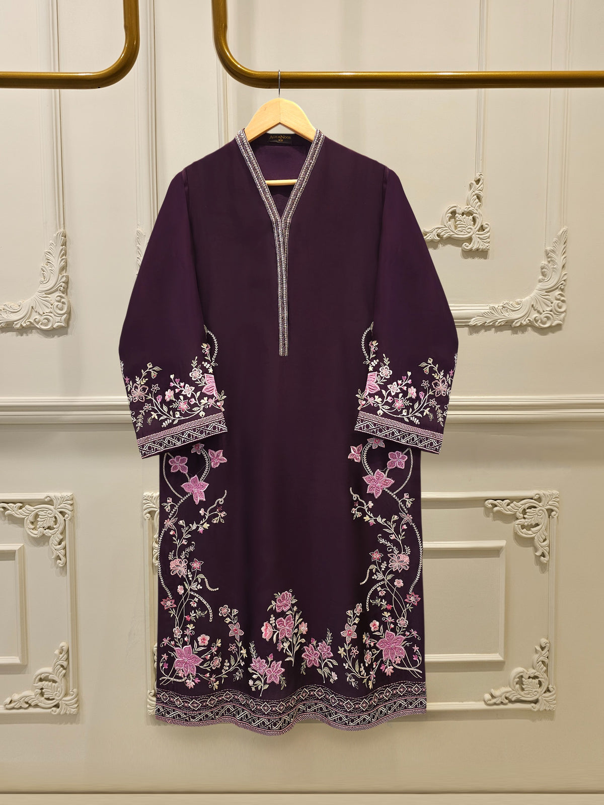 2 Piece- Pure Sheesha Silk Embroidered Suit S115119 Main image