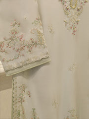 3 Piece- Pure  Shisha Silk Embroidered Suit S115118