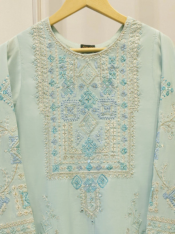 2 Piece - Pure Khaddi Silk Embroidered  Suit S115139