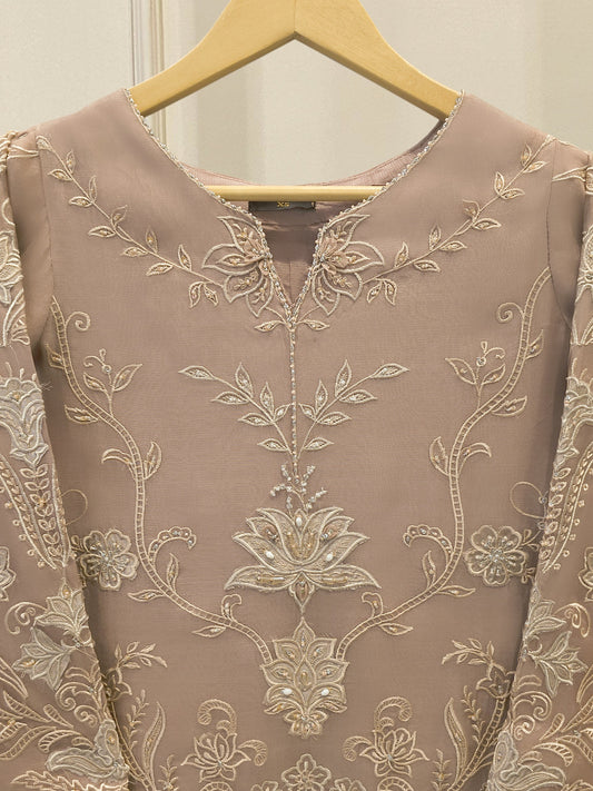 2 Piece - Pure Organza Embroidered Suit S114939