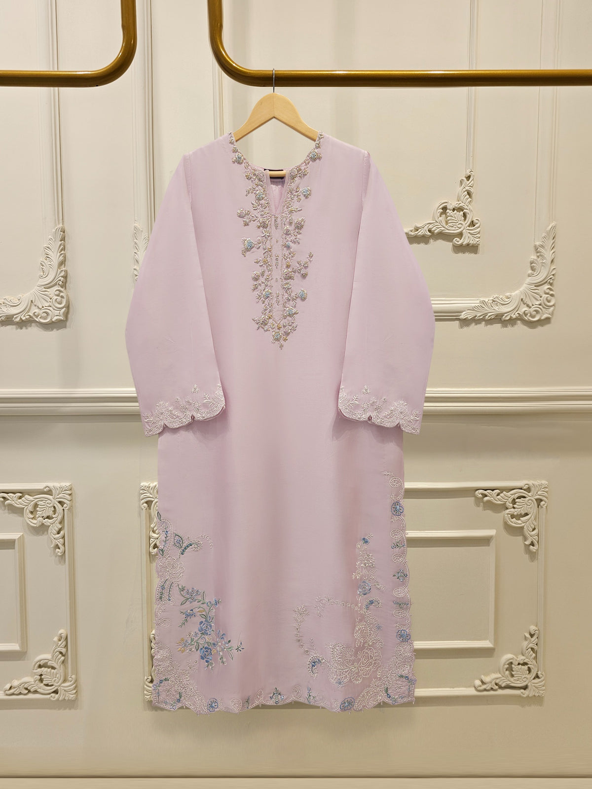 2 Piece- Pure Sheesha Silk Embroidered Suit S115130 Main image