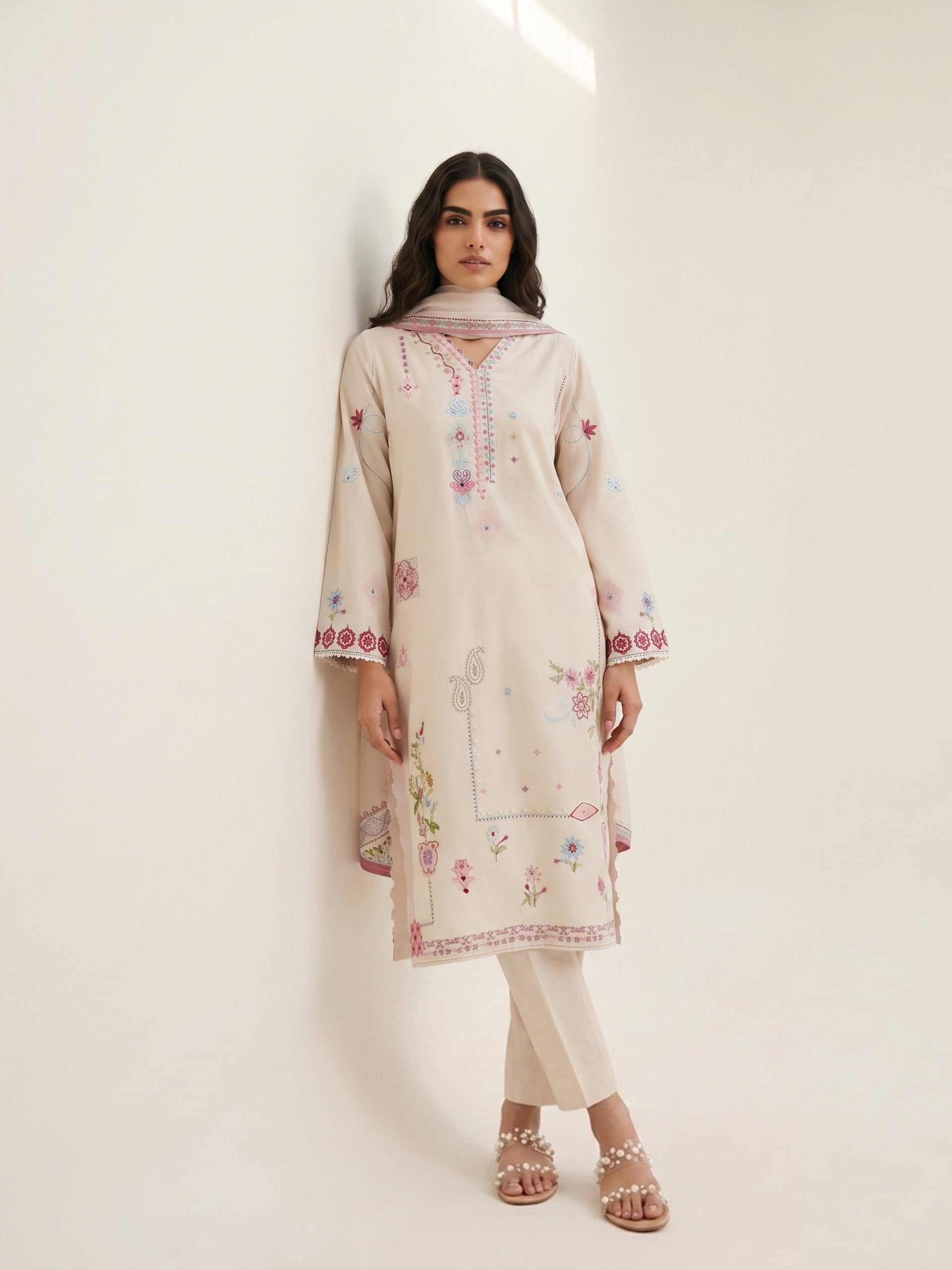 2 Piece - Embroidered Kora Cotton Suit WS00347 Secondary image