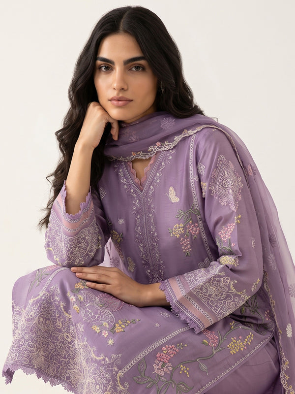 3 Piece - Embroidered Khadi Silk Suit WS00394