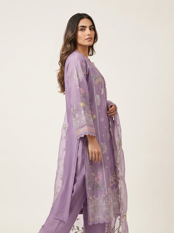 3 Piece - Embroidered Khadi Silk Suit WS00394