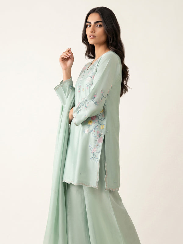 2 Piece - Embroidered Shesha Silk suit WS00389