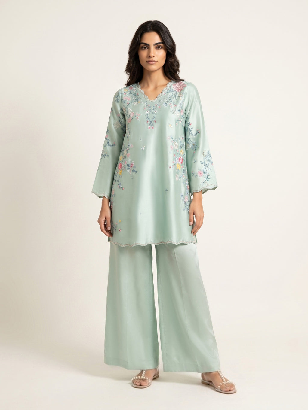 2 Piece - Embroidered Shesha Silk suit WS00389