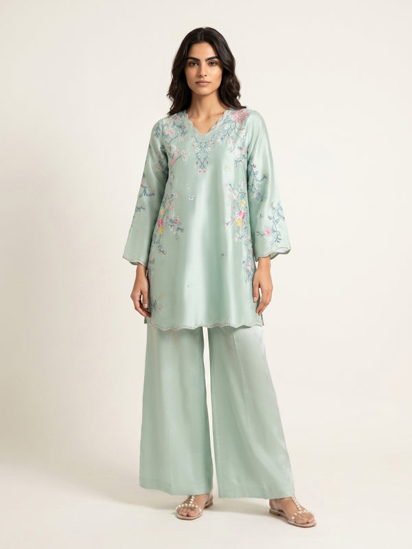 2 Piece - Embroidered Shesha Silk suit WS00389