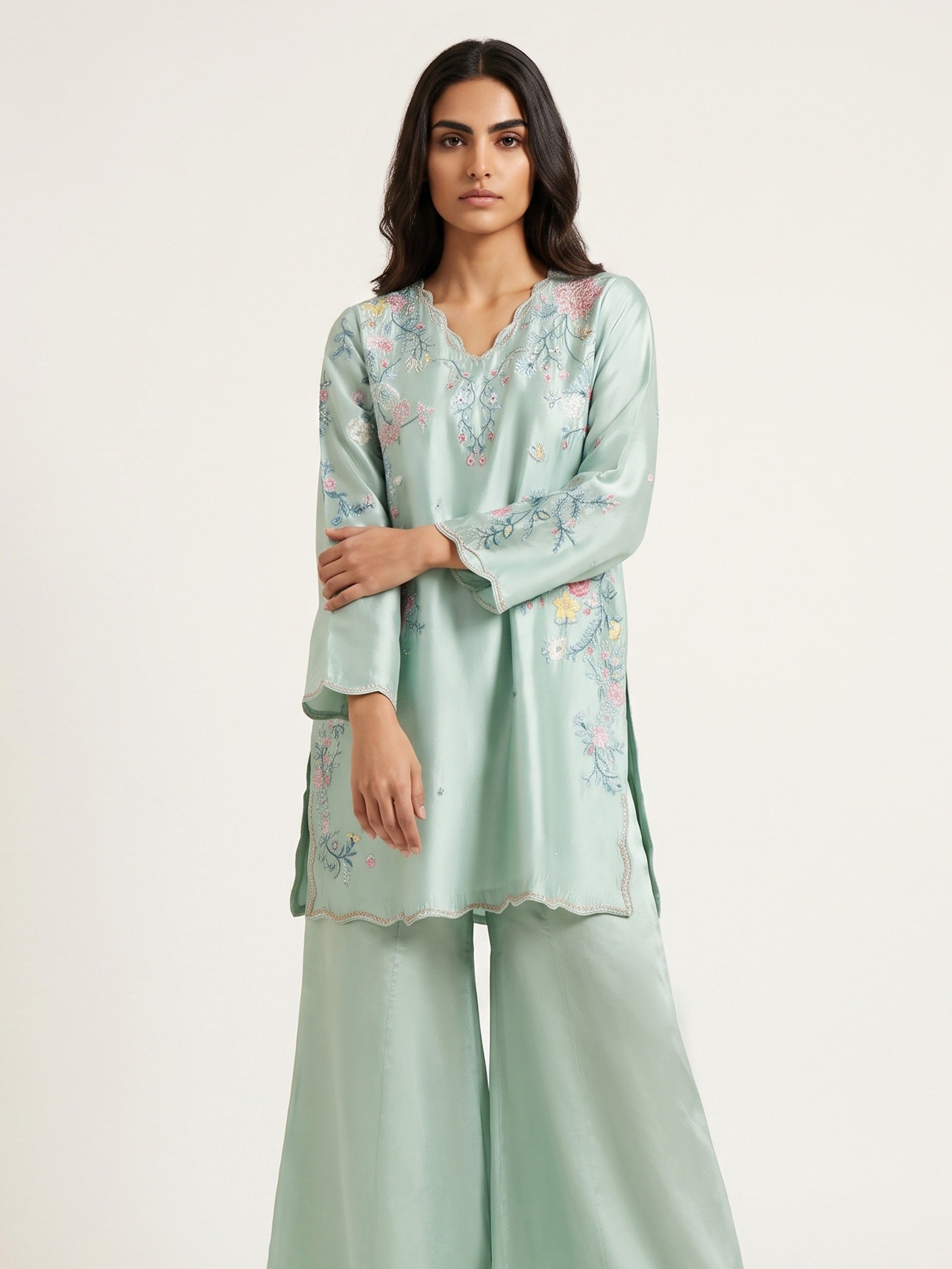 2 Piece - Embroidered Shesha Silk suit WS00389 Main image