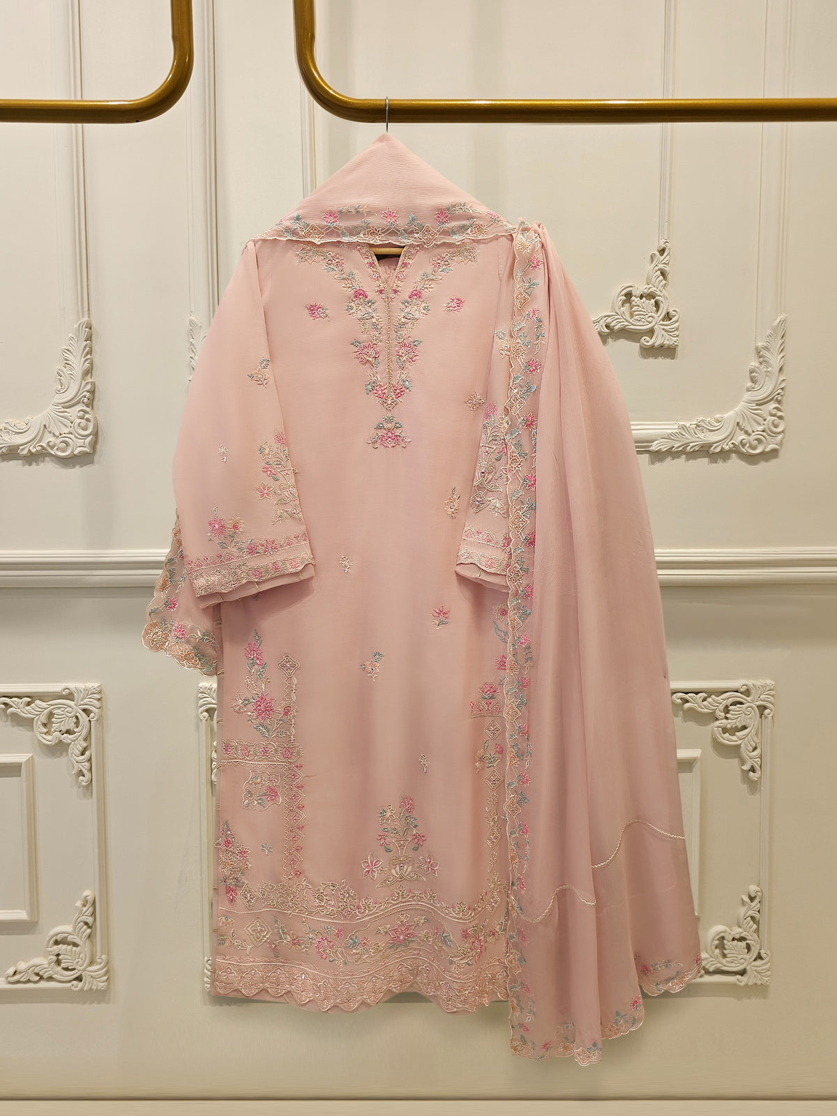 3 Piece - Pure Khaddi Silk Embroidered  Suit S115255