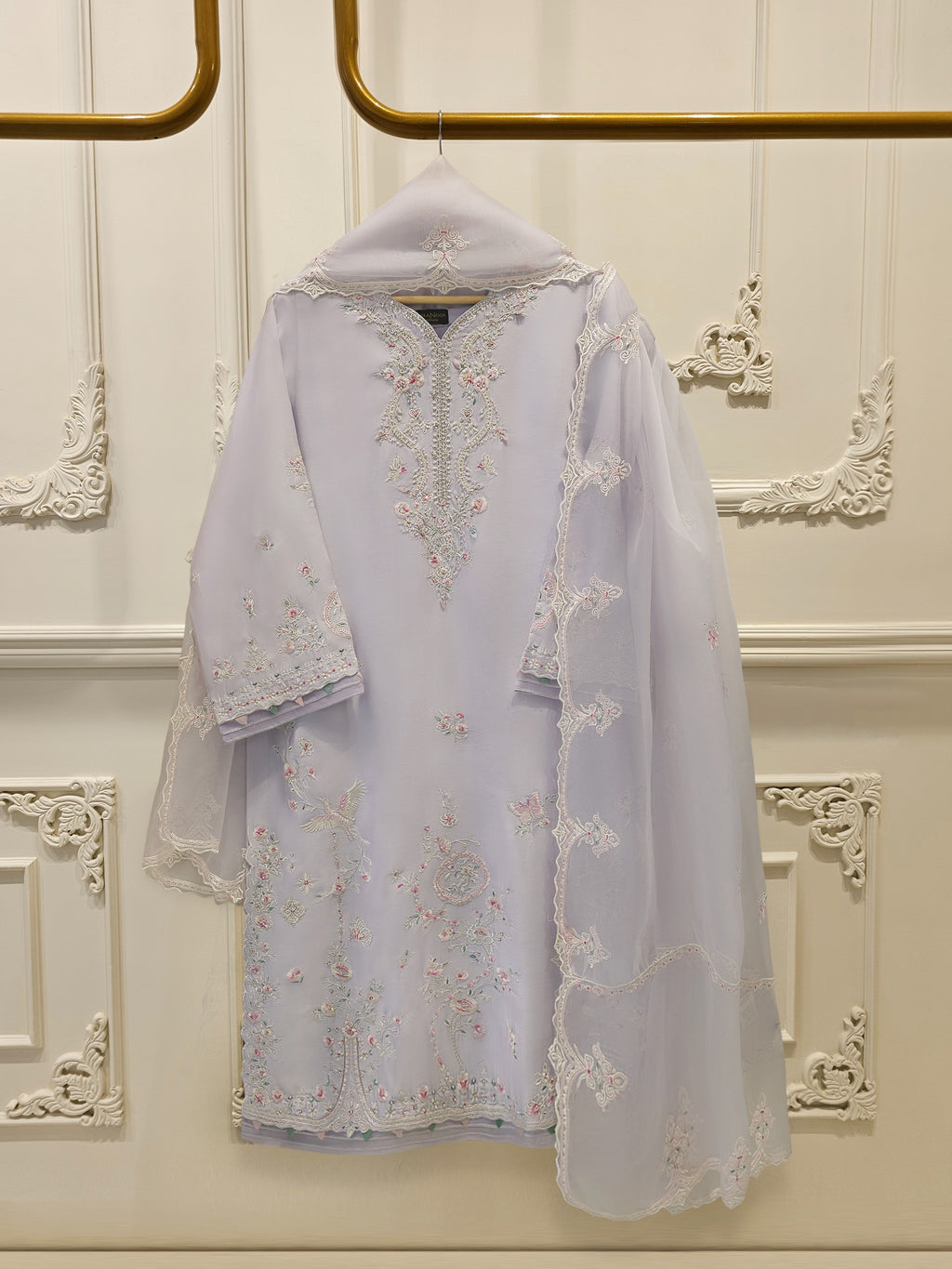3 Piece- Pure  Sheesha Silk Embroidered Suit S115308