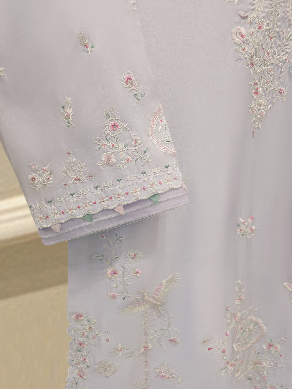 3 Piece- Pure  Sheesha Silk Embroidered Suit S115308