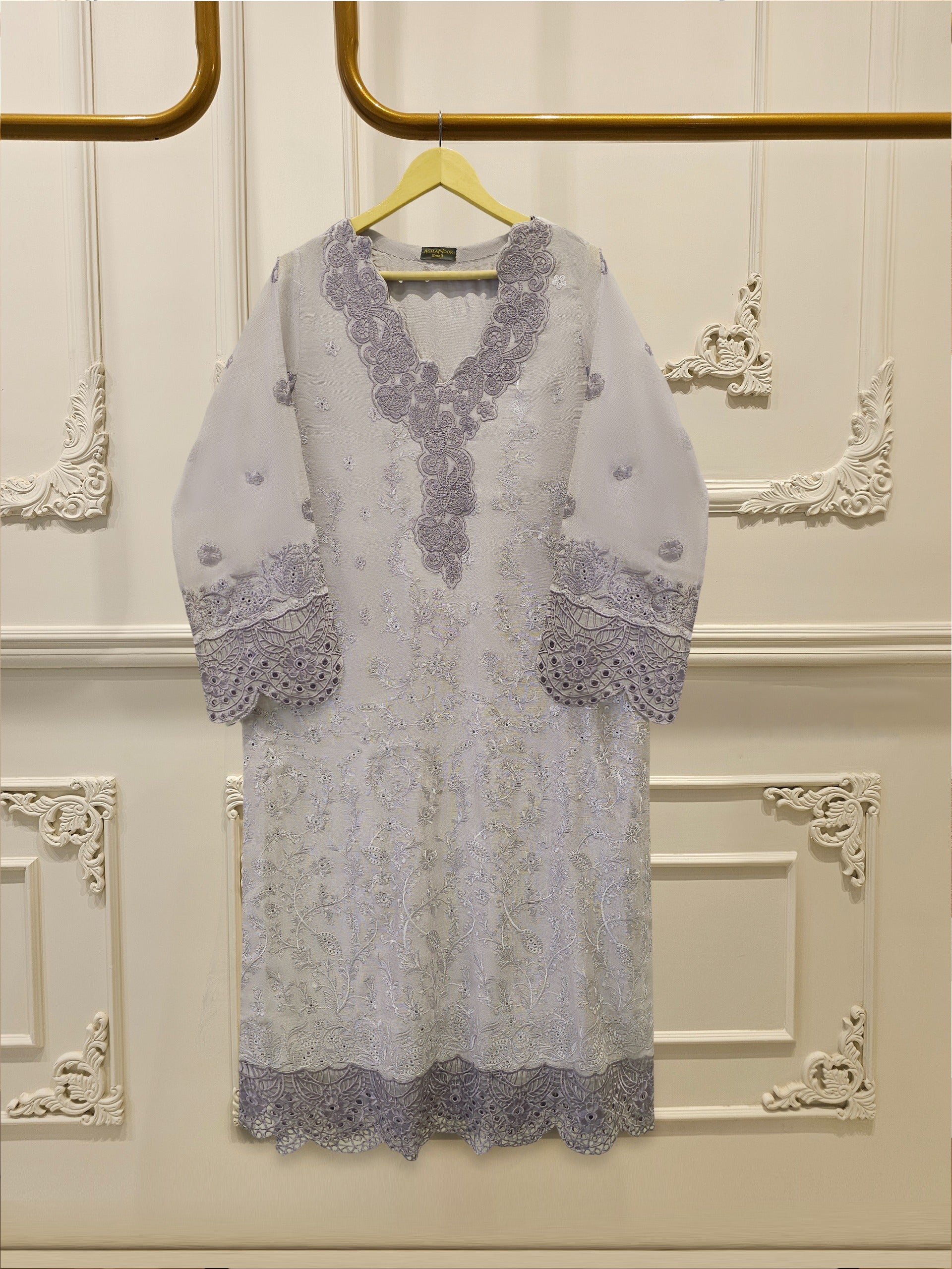 Pure Embroidered Cotton Net Shirt-S114098 Main image