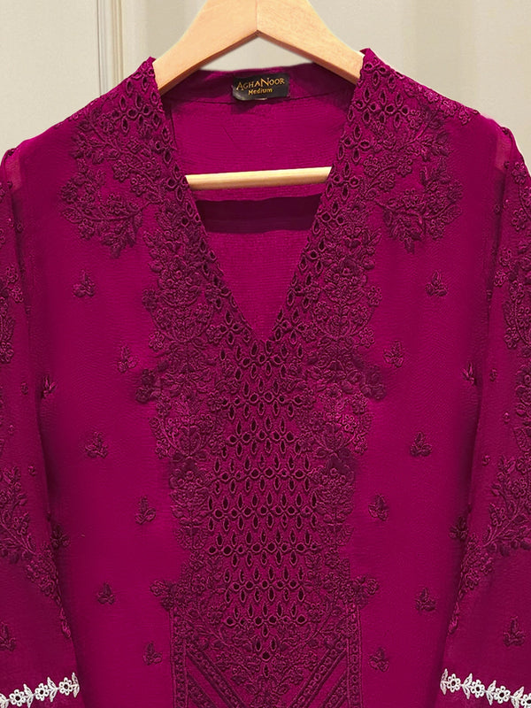 2 Piece - Pure Embroidered Cotton Net Suit S113206