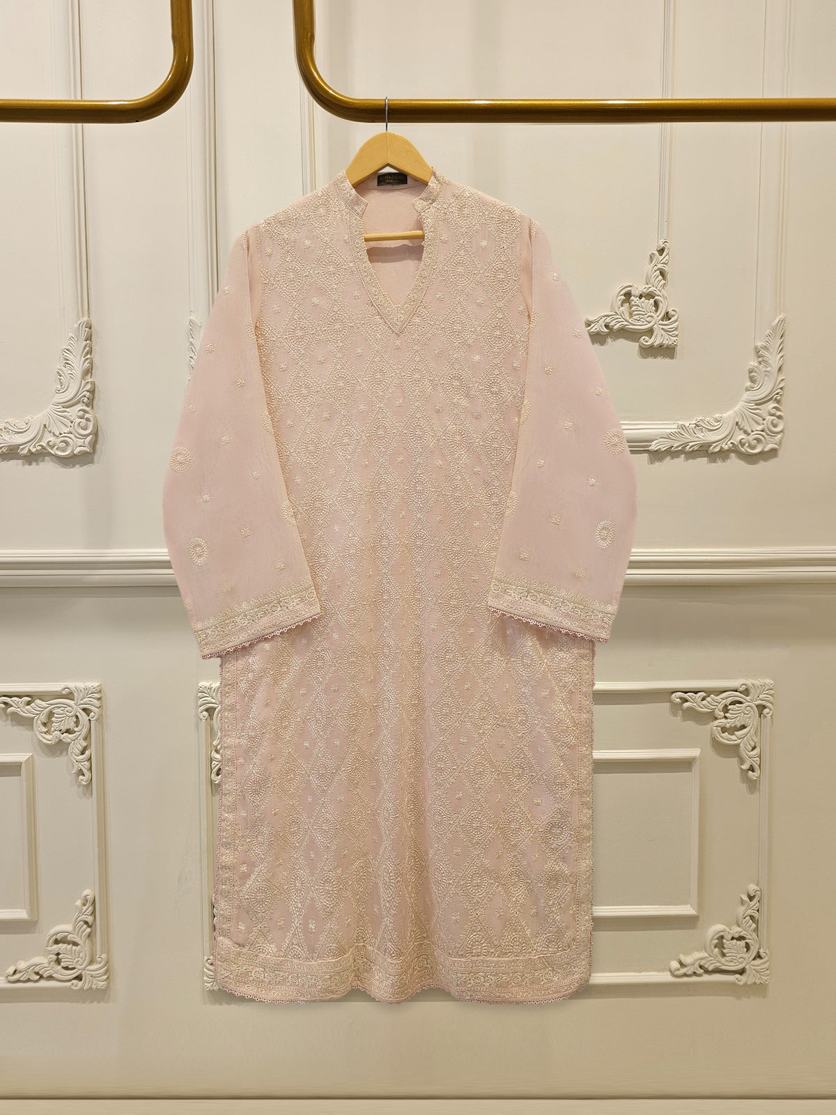 2 Piece - Pure Embroidered Cotton Net Suit S113578