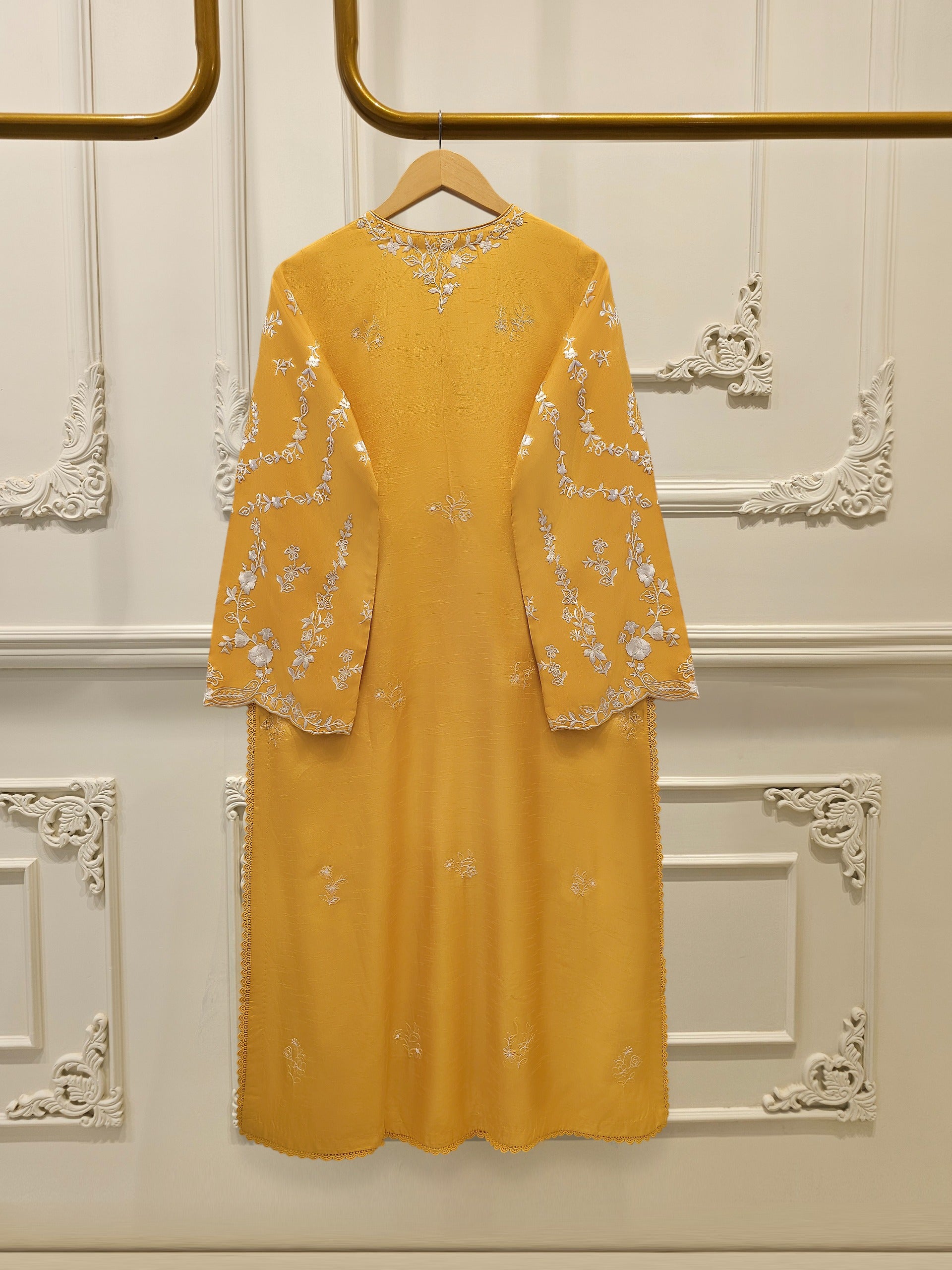 3 Piece- Pure  Korean Silk Embroidered Suit S115384 Secondary image