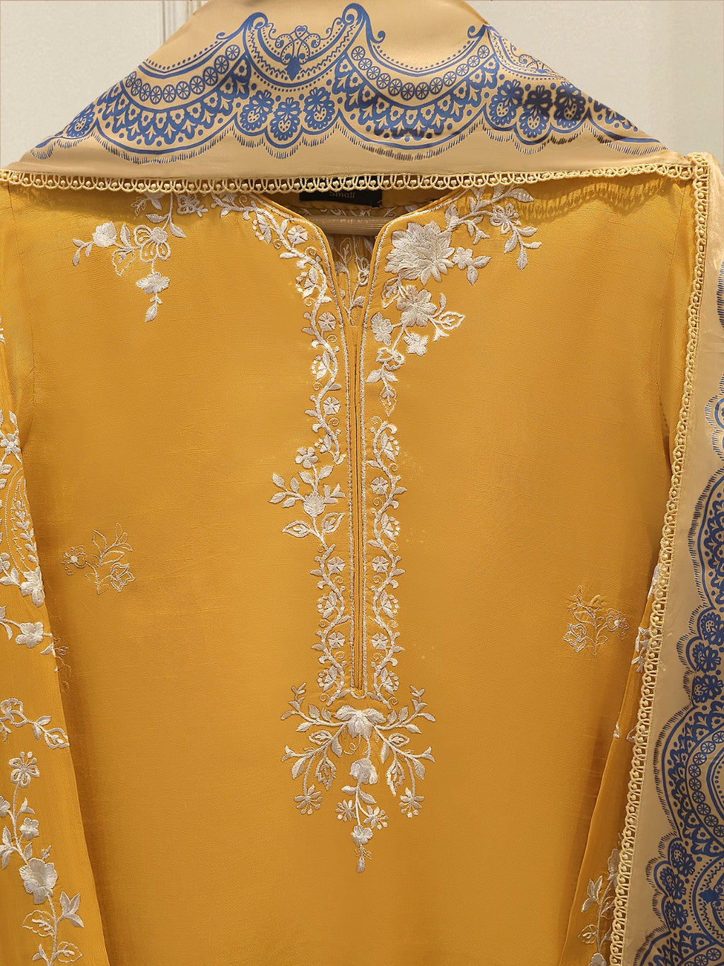 3 Piece- Pure  Korean Silk Embroidered Suit S115384