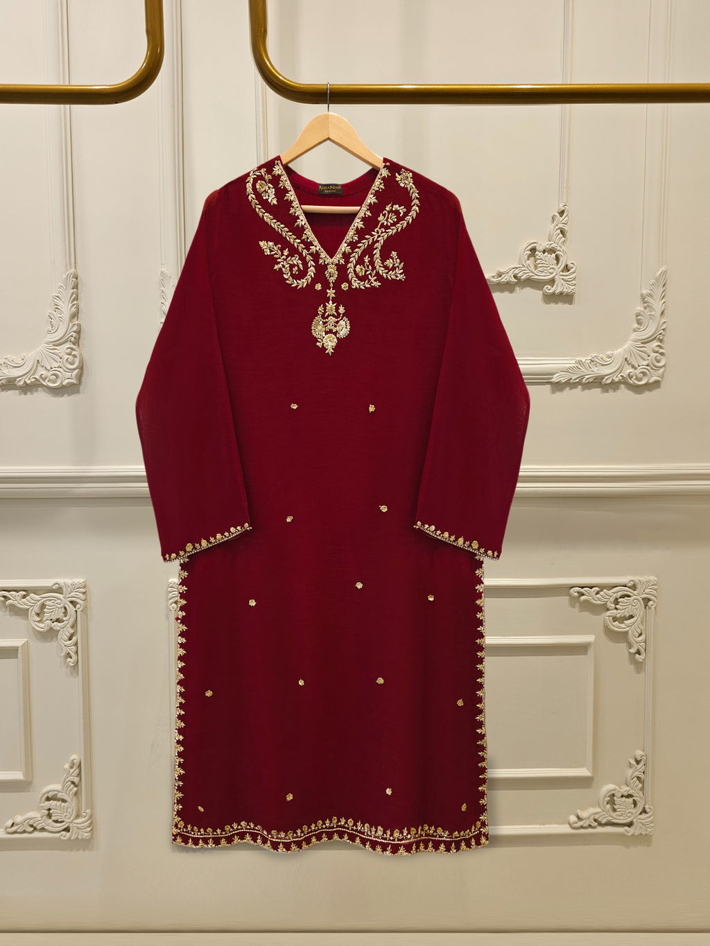 Pure Embroidered Cotton Net Shirt-S113455